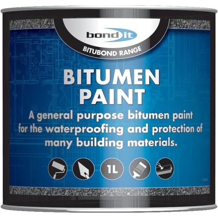Bond-It Bitumen Paint Solvent-borne bituminous black paint waterproofing 1L