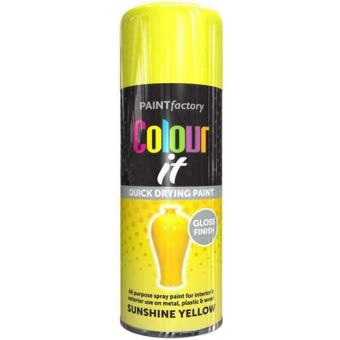 Paint Factory Colour It Primer Sunshine Yellow Gloss Finish 400ml