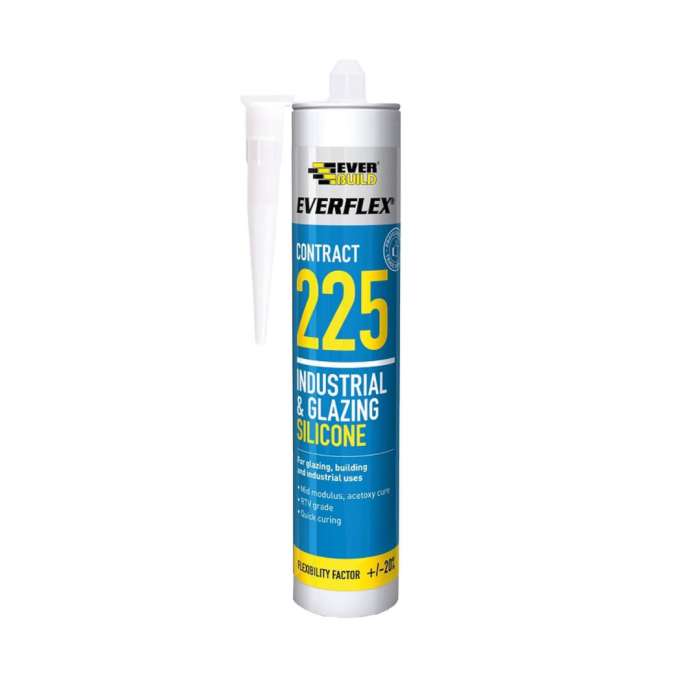 Everbuild 225 Contract Industrial Glazing Silicone Sealant 295ML