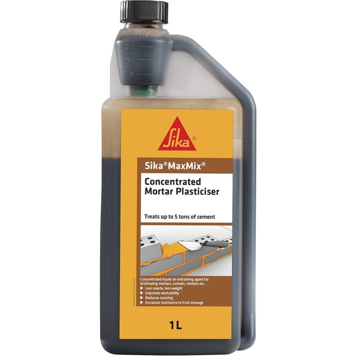 Sika MaxMix Plasticiser Liquid Mortar Improver Brown 1L