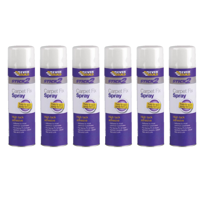 Everbuild Stick2 Carpet Fix Spray Adhesive Foaming Formula 500ml - Pack of 6