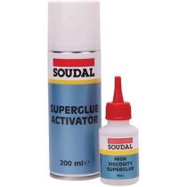 Soudal Superglue 50g + Activator Bonding Mitre Kit White 200ml