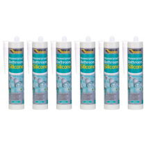 Everbuild Showerproof Bathroom Silicone Sealant White 280ml - Pack of 6