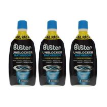 Buster Bathroom Drain Unblocker Clears Blockages Fast 900ml - Pack of 3