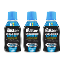 Buster Bathroom Plughole Unblocker Fast Powerful Clear 300ml - Pack of 3