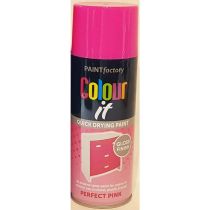 Paint Factory Colour It Quick Drying Spray Perfect Pink Gloss Finish 400ml